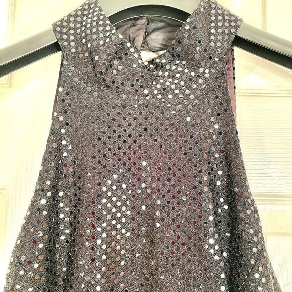 VINTAGE ROBERTA HIGH NECK BLACK SEQUIN GOWN 12 - Picture 5 of 8